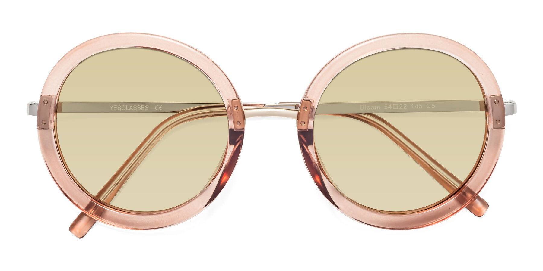 Folded Front of Bloom in Caramel with Light Champagne Tinted Lenses