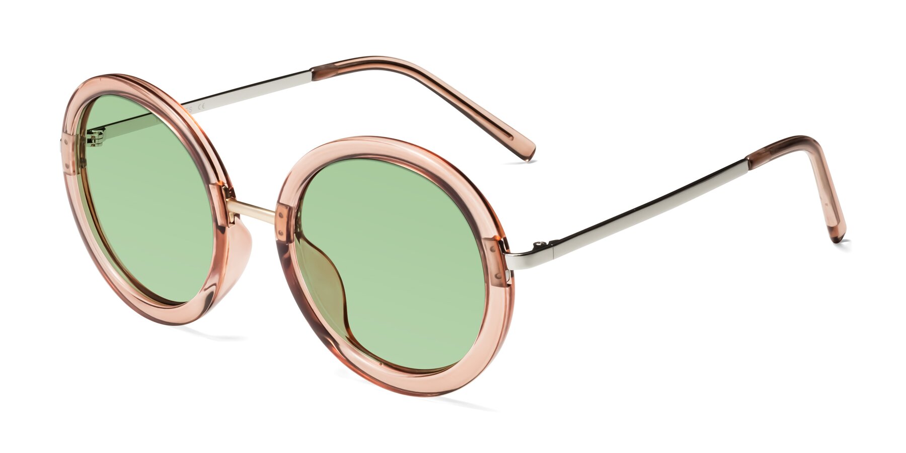 Angle of Bloom in Caramel with Medium Green Tinted Lenses