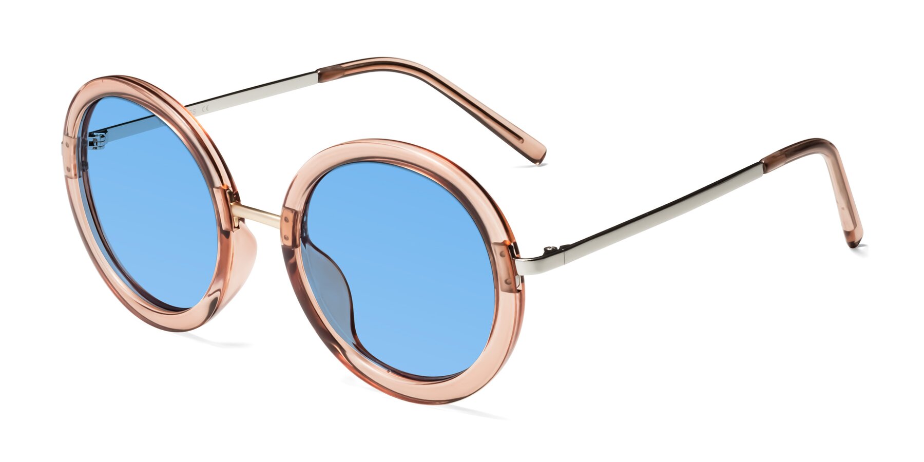 Angle of Bloom in Caramel with Medium Blue Tinted Lenses