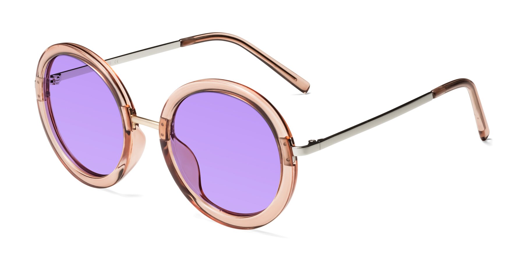 Angle of Bloom in Caramel with Medium Purple Tinted Lenses