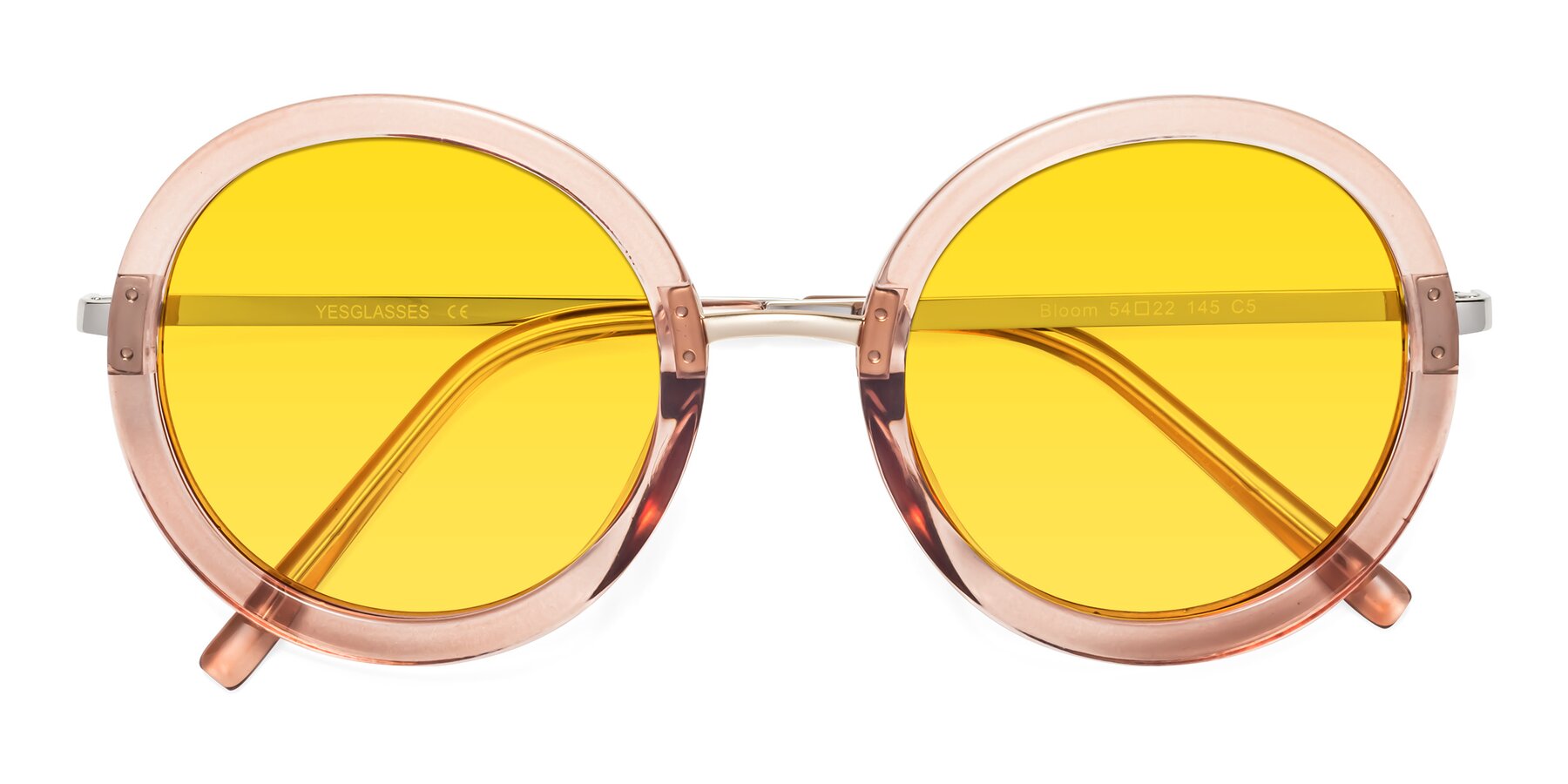 Folded Front of Bloom in Caramel with Yellow Tinted Lenses