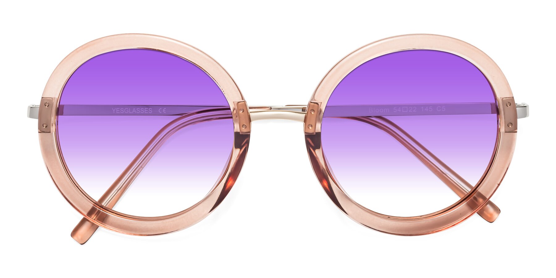 Folded Front of Bloom in Caramel with Purple Gradient Lenses