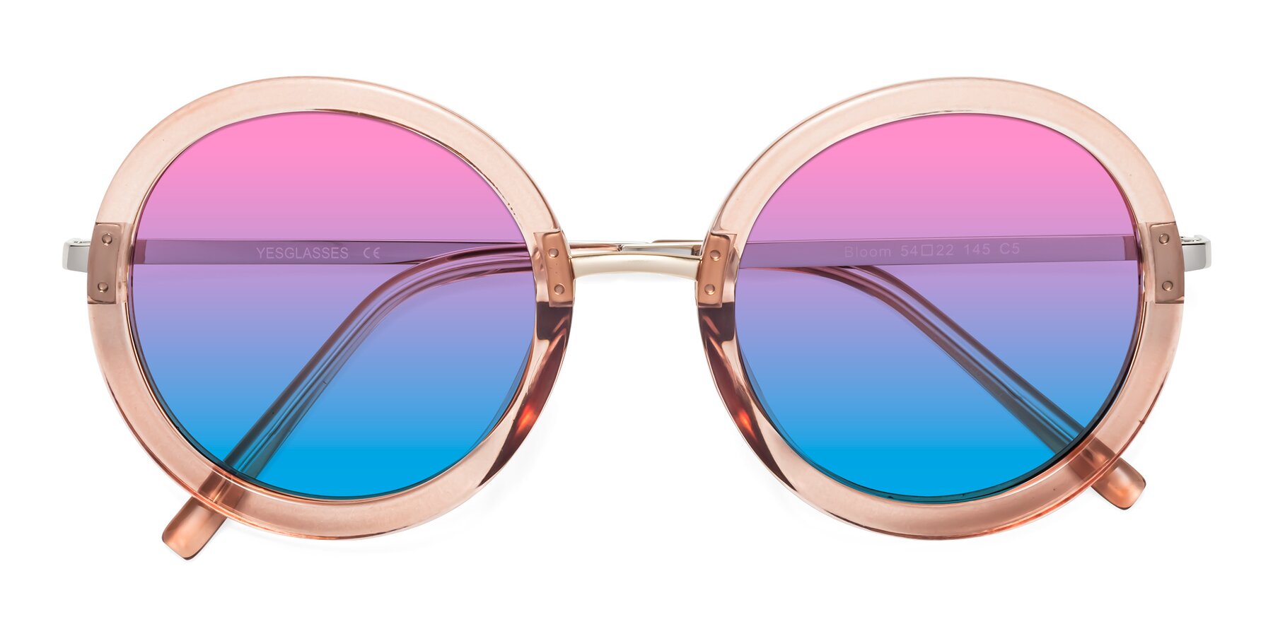 Folded Front of Bloom in Caramel with Pink / Blue Gradient Lenses