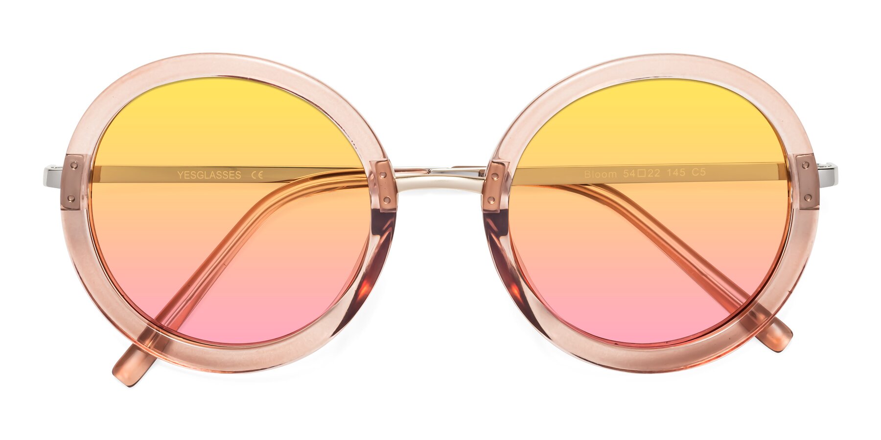 Folded Front of Bloom in Caramel with Yellow / Pink Gradient Lenses