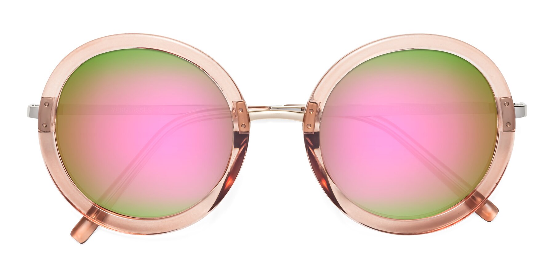 Folded Front of Bloom in Caramel with Pink Mirrored Lenses