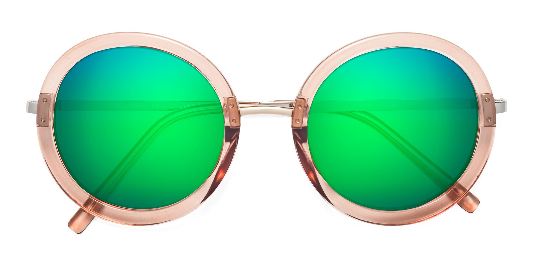 Folded Front of Bloom in Caramel with Green Mirrored Lenses