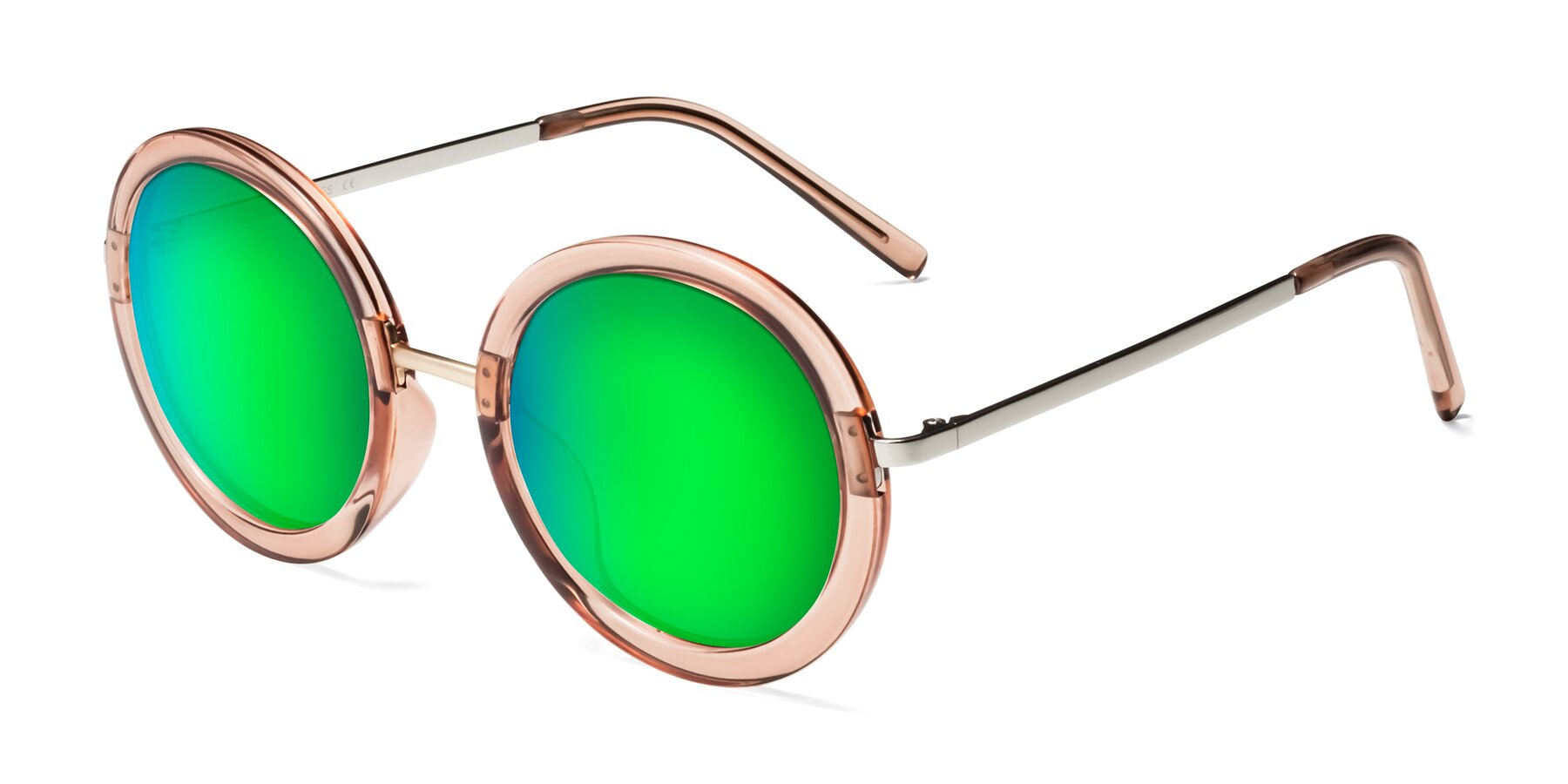 Angle of Bloom in Caramel with Green Mirrored Lenses