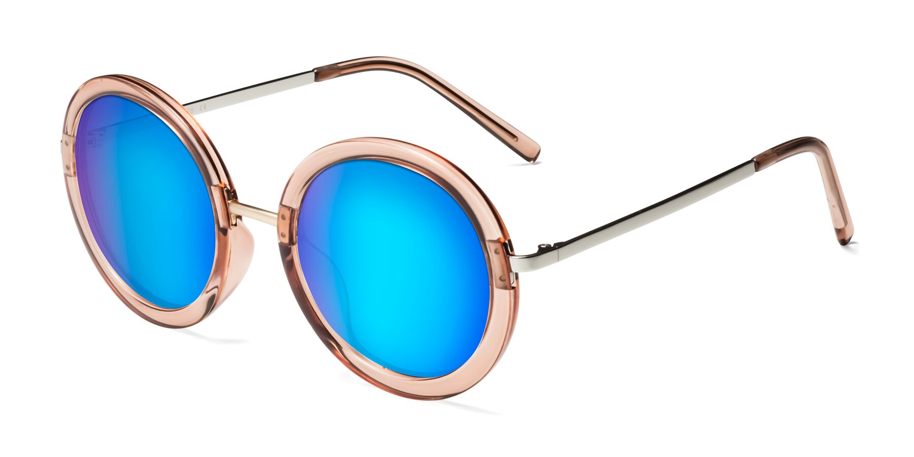 Angle of Bloom in Caramel with Blue Mirrored Lenses
