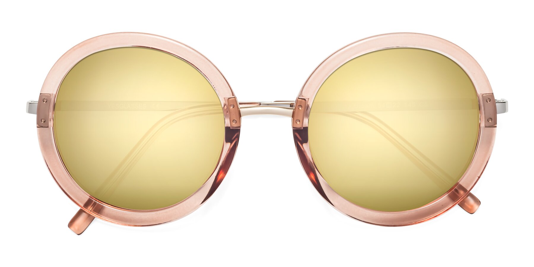 Folded Front of Bloom in Caramel with Gold Mirrored Lenses