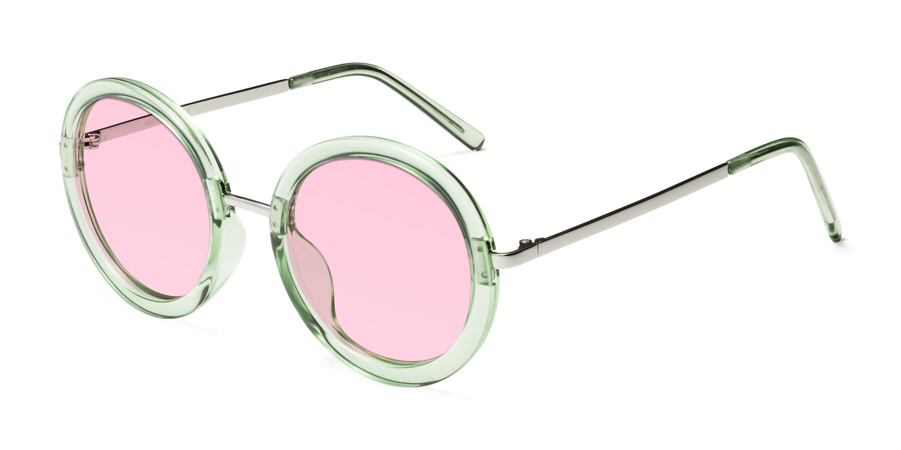 Angle of Bloom in Mint Green with Light Pink Tinted Lenses