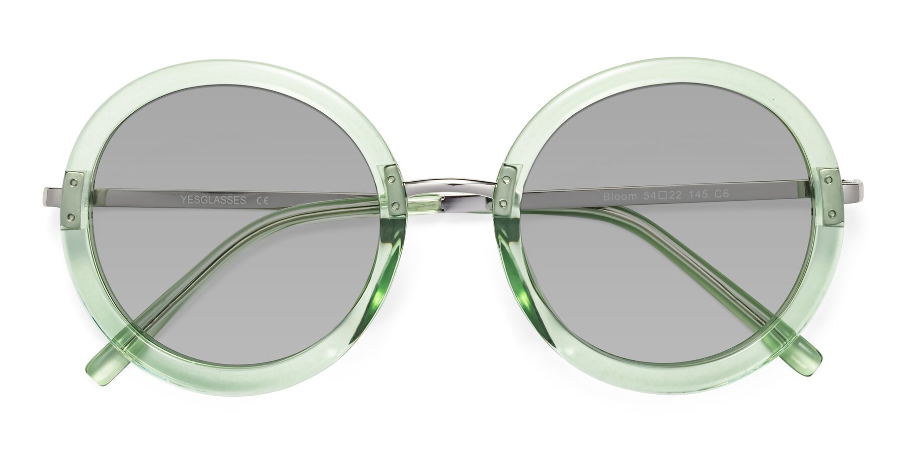 Folded Front of Bloom in Mint Green with Light Gray Tinted Lenses
