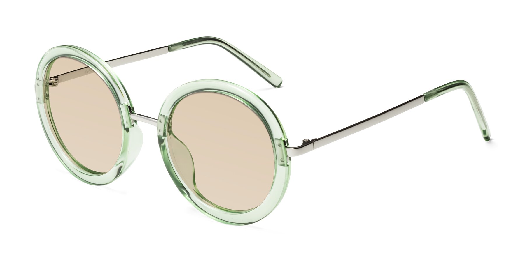 Angle of Bloom in Mint Green with Light Brown Tinted Lenses