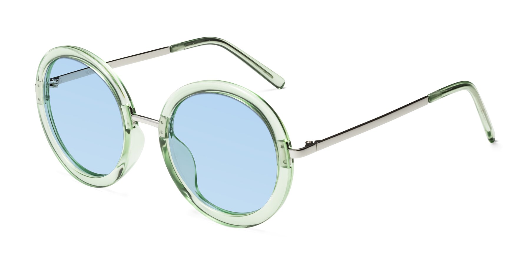 Angle of Bloom in Mint Green with Light Blue Tinted Lenses