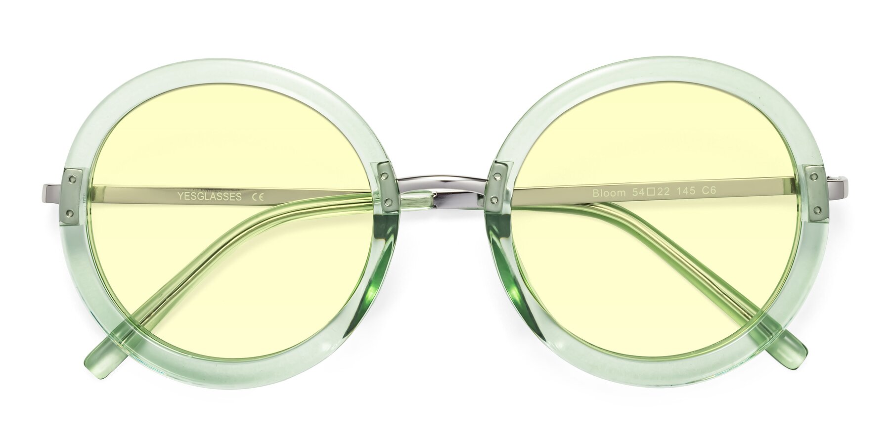 Folded Front of Bloom in Mint Green with Light Yellow Tinted Lenses