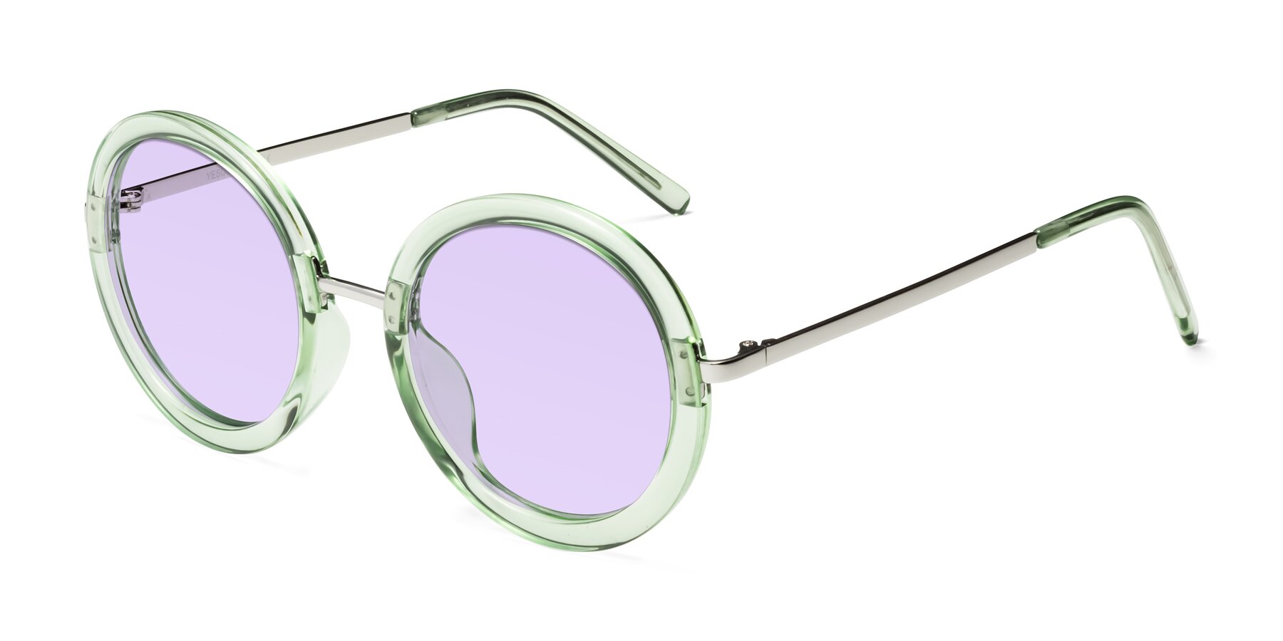 Angle of Bloom in Mint Green with Light Purple Tinted Lenses