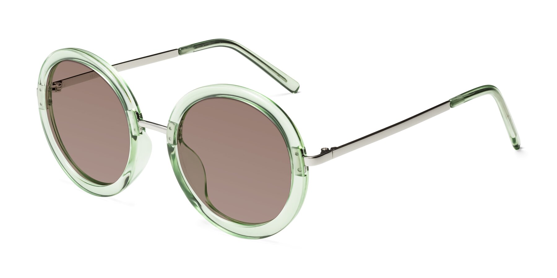 Angle of Bloom in Mint Green with Medium Brown Tinted Lenses