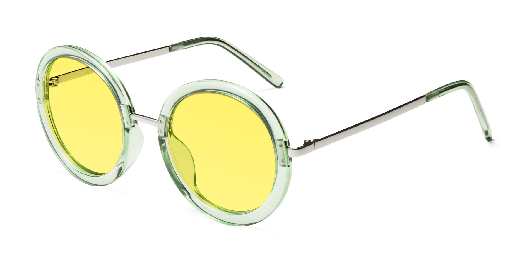 Angle of Bloom in Mint Green with Medium Yellow Tinted Lenses