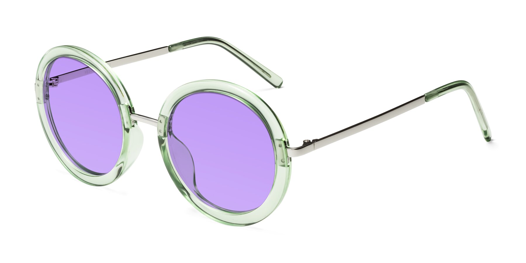Angle of Bloom in Mint Green with Medium Purple Tinted Lenses