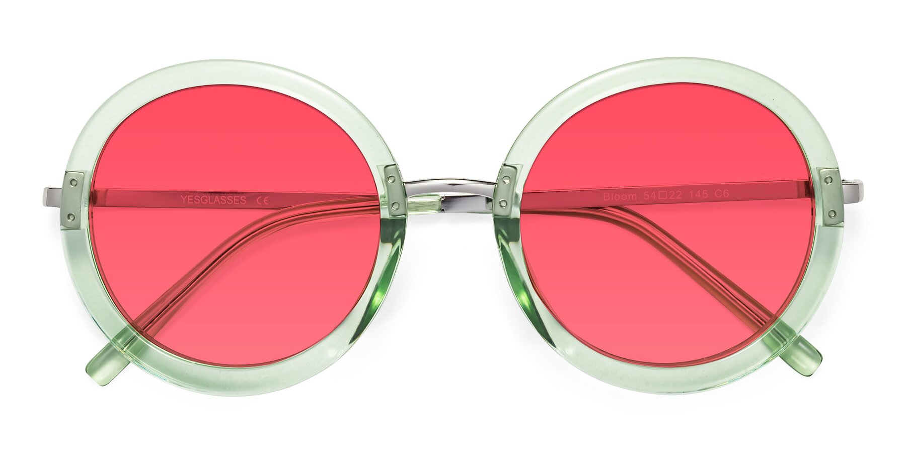 Folded Front of Bloom in Mint Green with Red Tinted Lenses