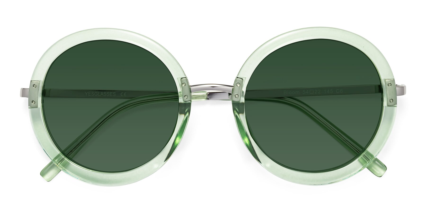 Folded Front of Bloom in Mint Green with Green Tinted Lenses