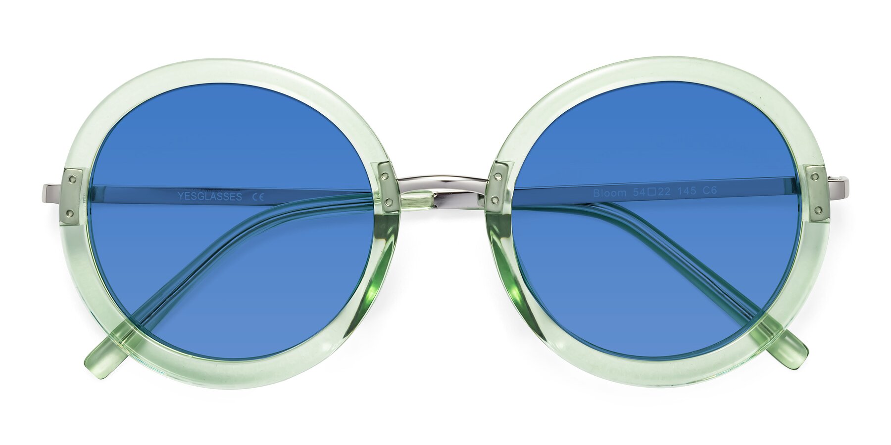 Folded Front of Bloom in Mint Green with Blue Tinted Lenses