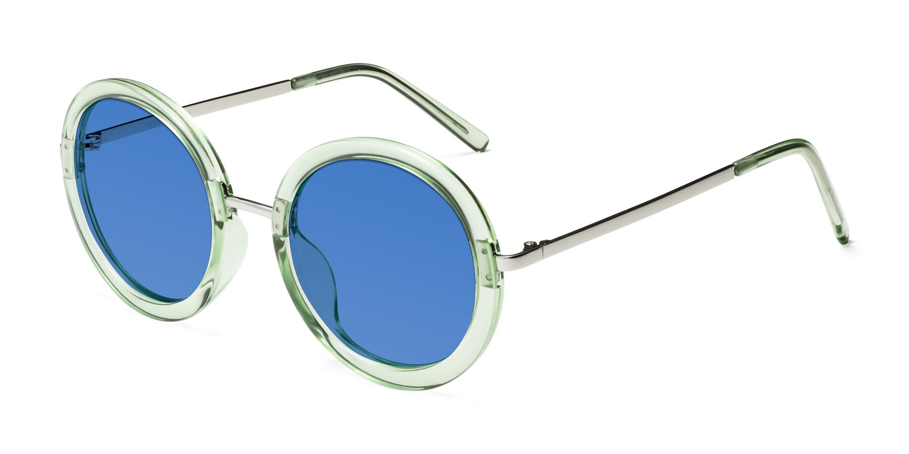 Angle of Bloom in Mint Green with Blue Tinted Lenses