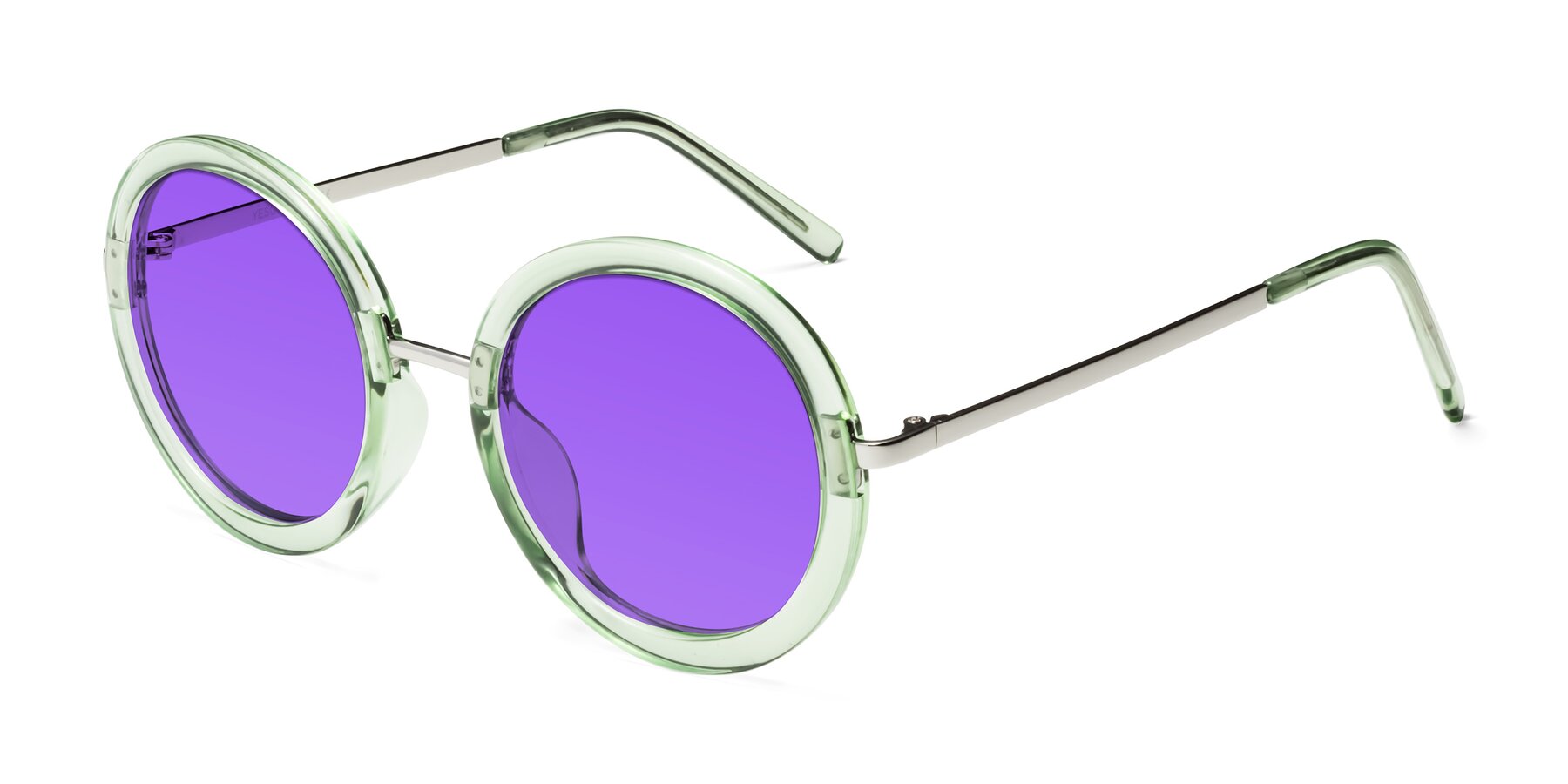 Angle of Bloom in Mint Green with Purple Tinted Lenses