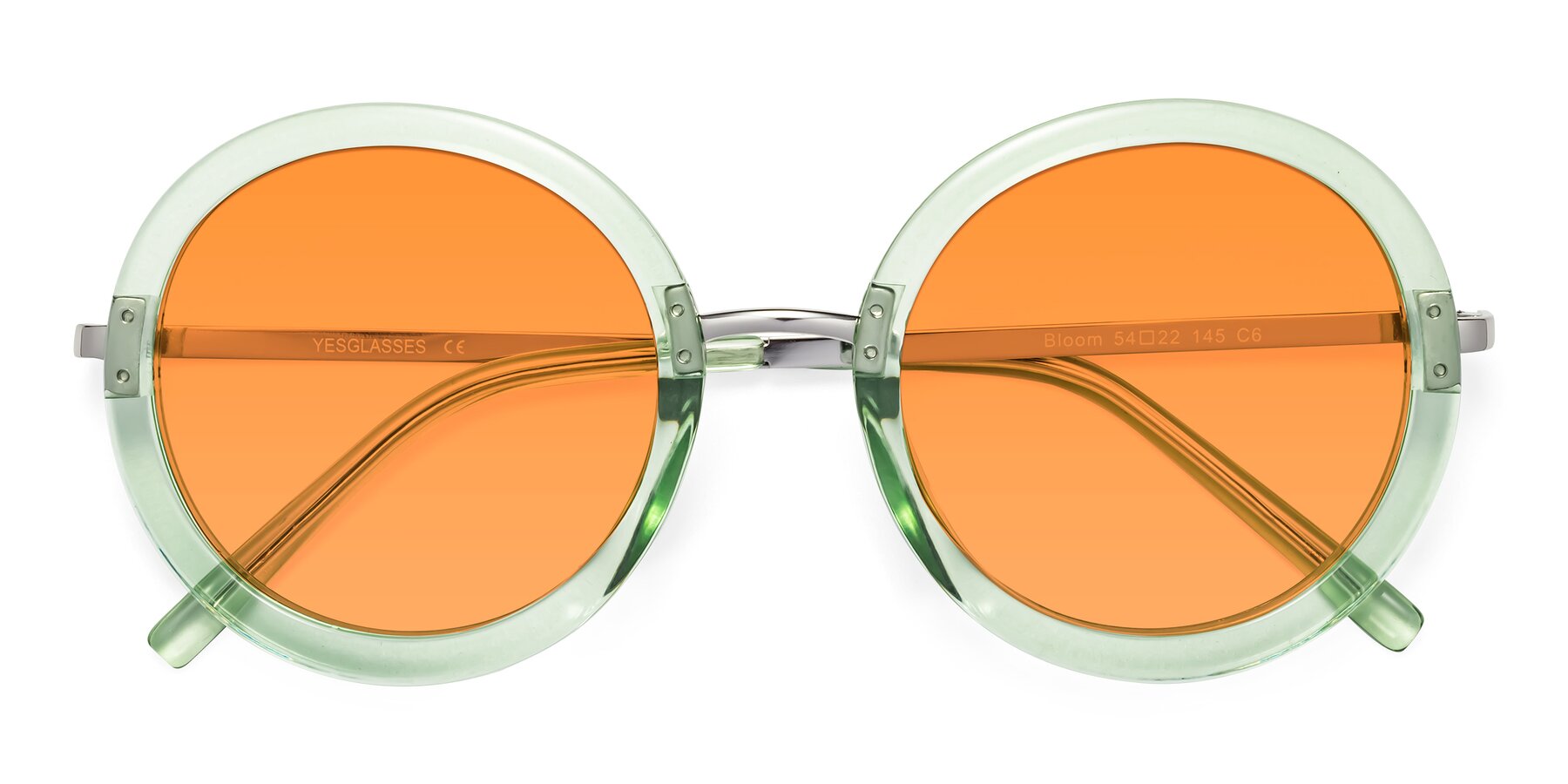 Folded Front of Bloom in Mint Green with Orange Tinted Lenses