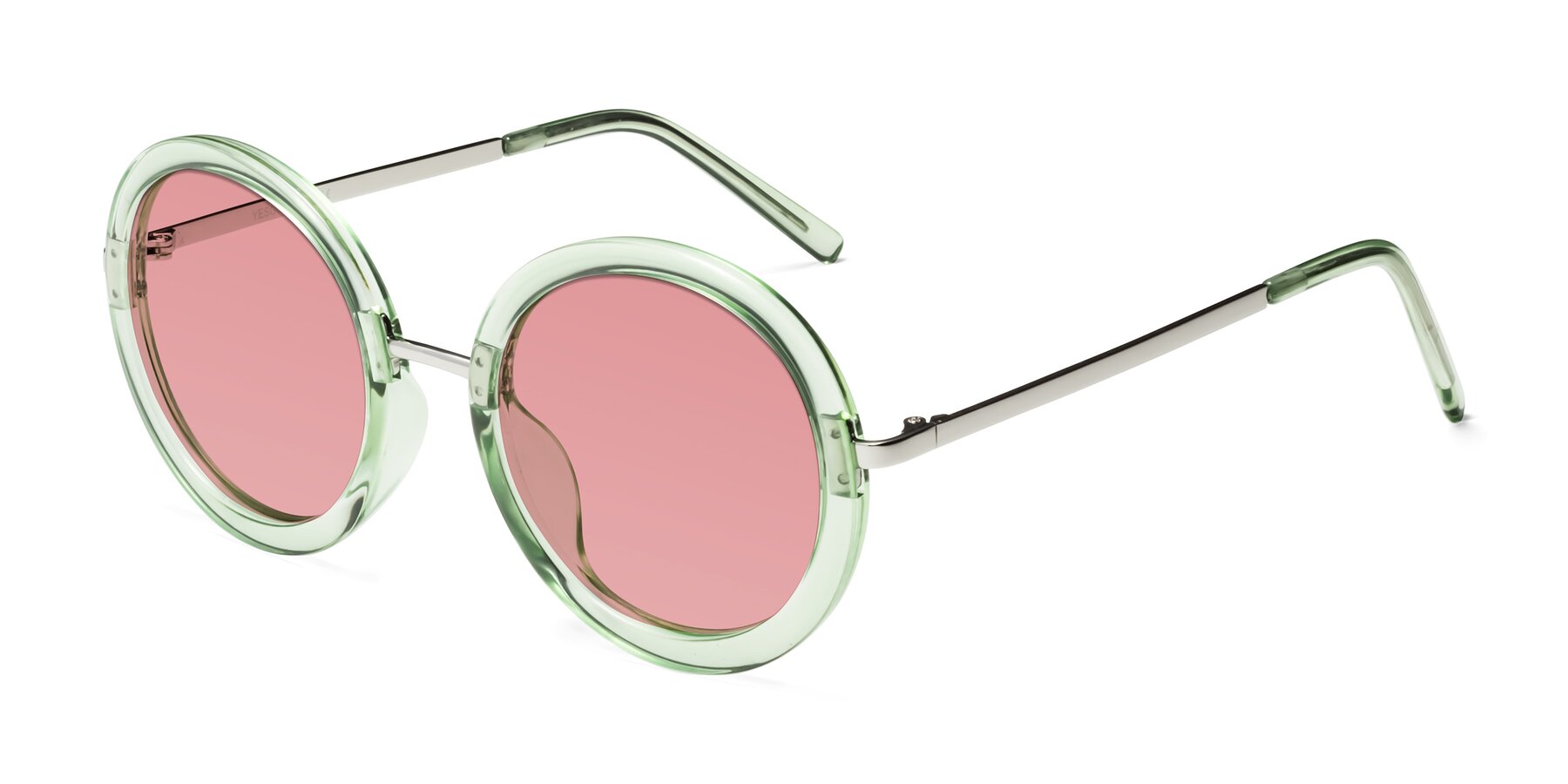 Angle of Bloom in Mint Green with Medium Garnet Tinted Lenses