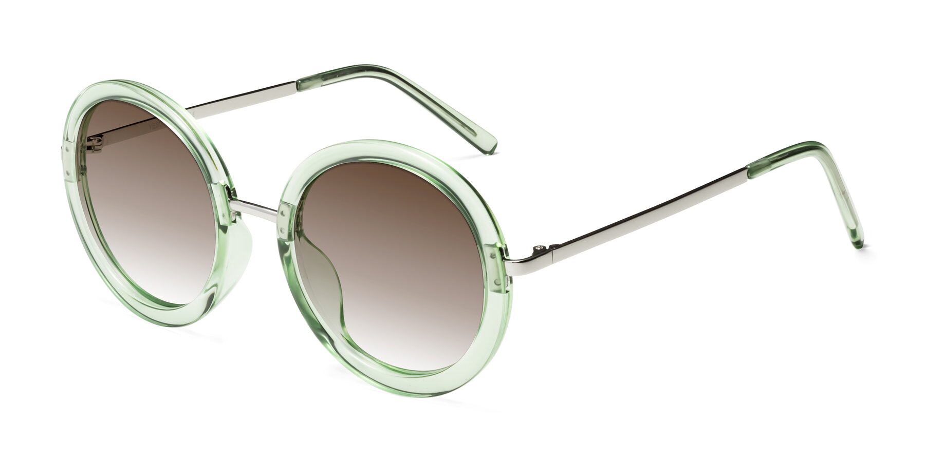 Angle of Bloom in Mint Green with Brown Gradient Lenses
