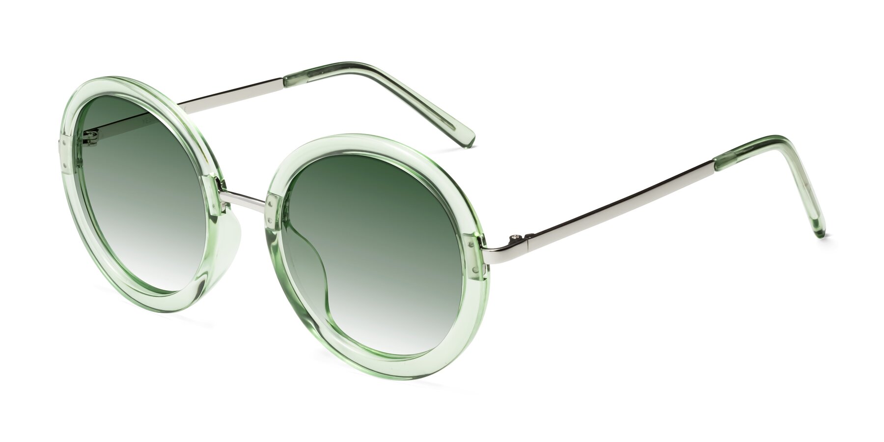 Round Sunglasses, Green Gradient Lenses