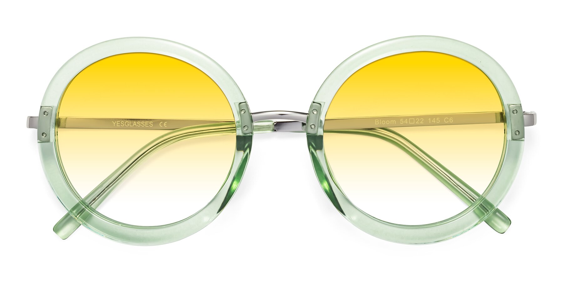 Folded Front of Bloom in Mint Green with Yellow Gradient Lenses