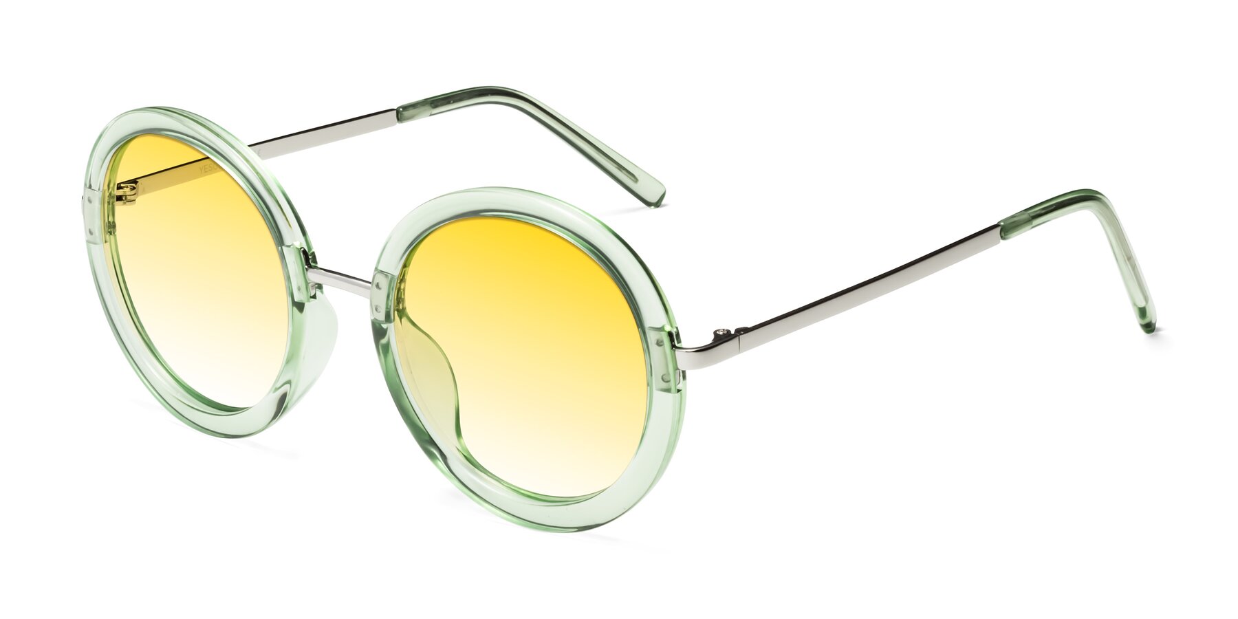 Angle of Bloom in Mint Green with Yellow Gradient Lenses