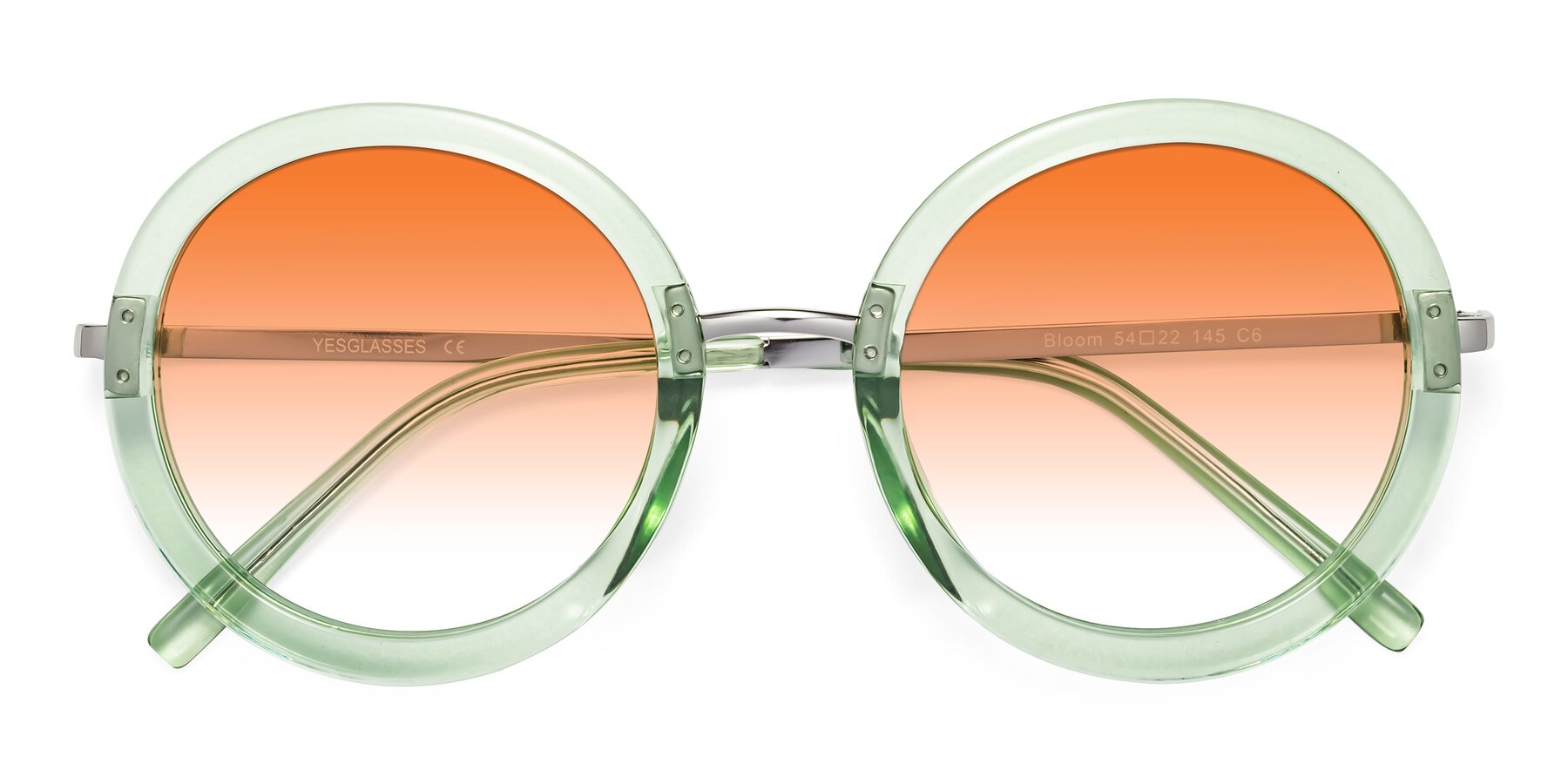 Folded Front of Bloom in Mint Green with Orange Gradient Lenses