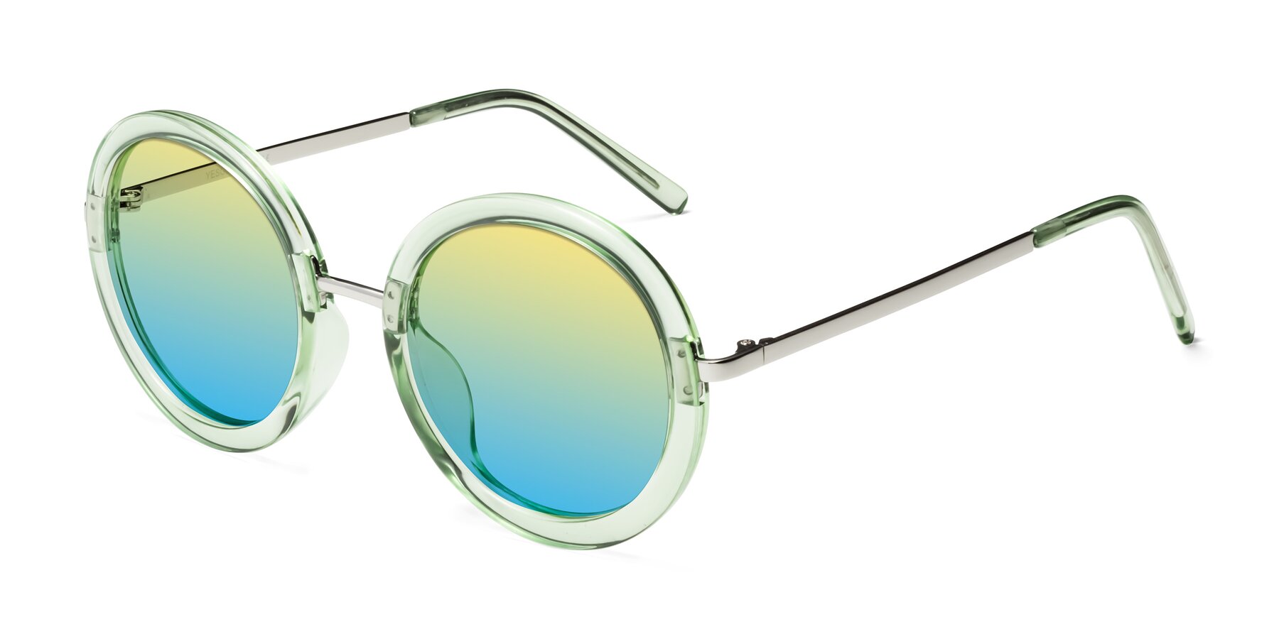 Angle of Bloom in Mint Green with Yellow / Blue Gradient Lenses