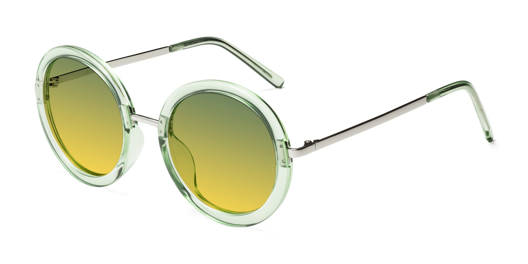 Angle of Bloom in Mint Green with Green / Yellow Gradient Lenses
