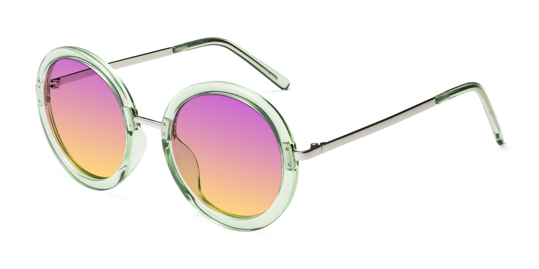 Angle of Bloom in Mint Green with Purple / Yellow Gradient Lenses