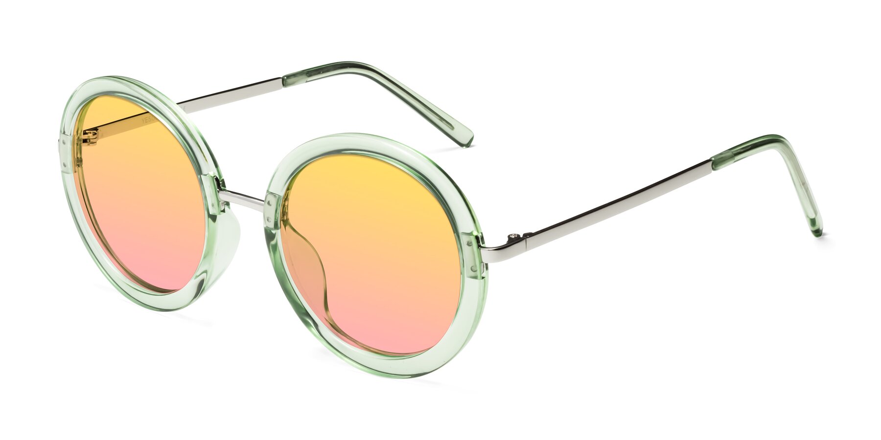 Angle of Bloom in Mint Green with Yellow / Pink Gradient Lenses
