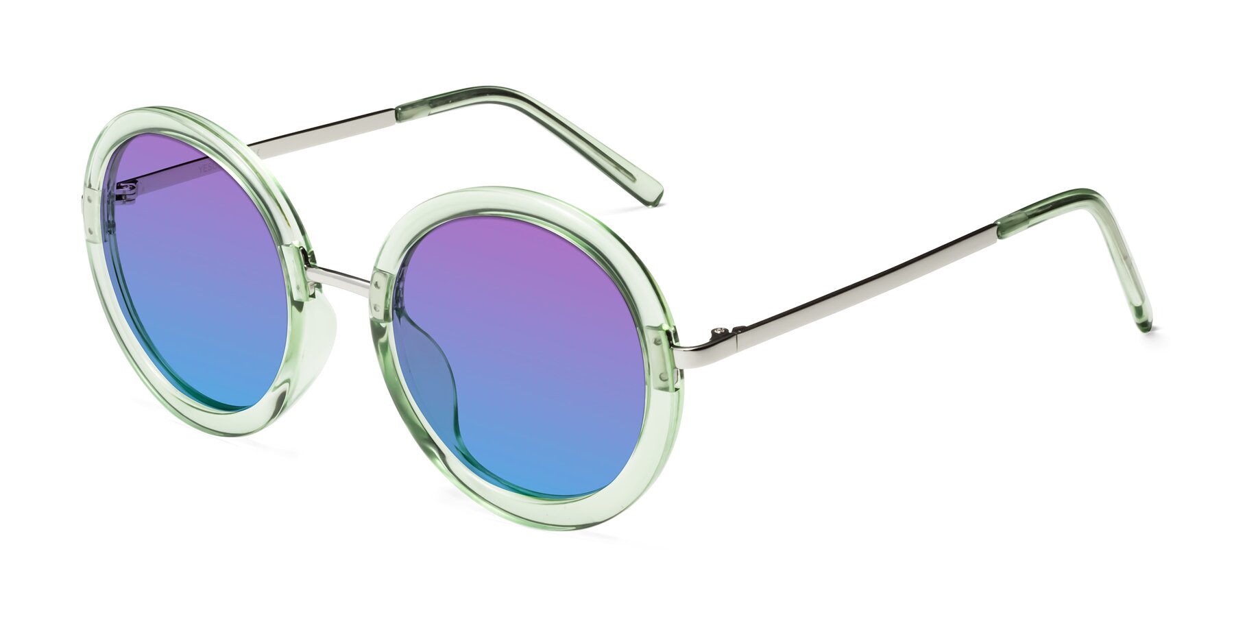 Angle of Bloom in Mint Green with Purple / Blue Gradient Lenses