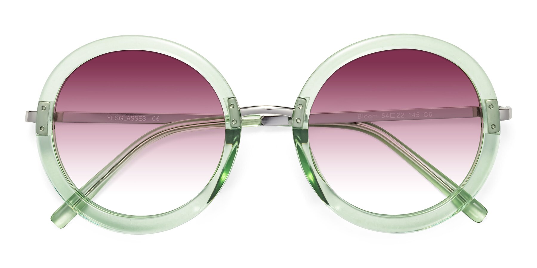 Folded Front of Bloom in Mint Green with Wine Gradient Lenses