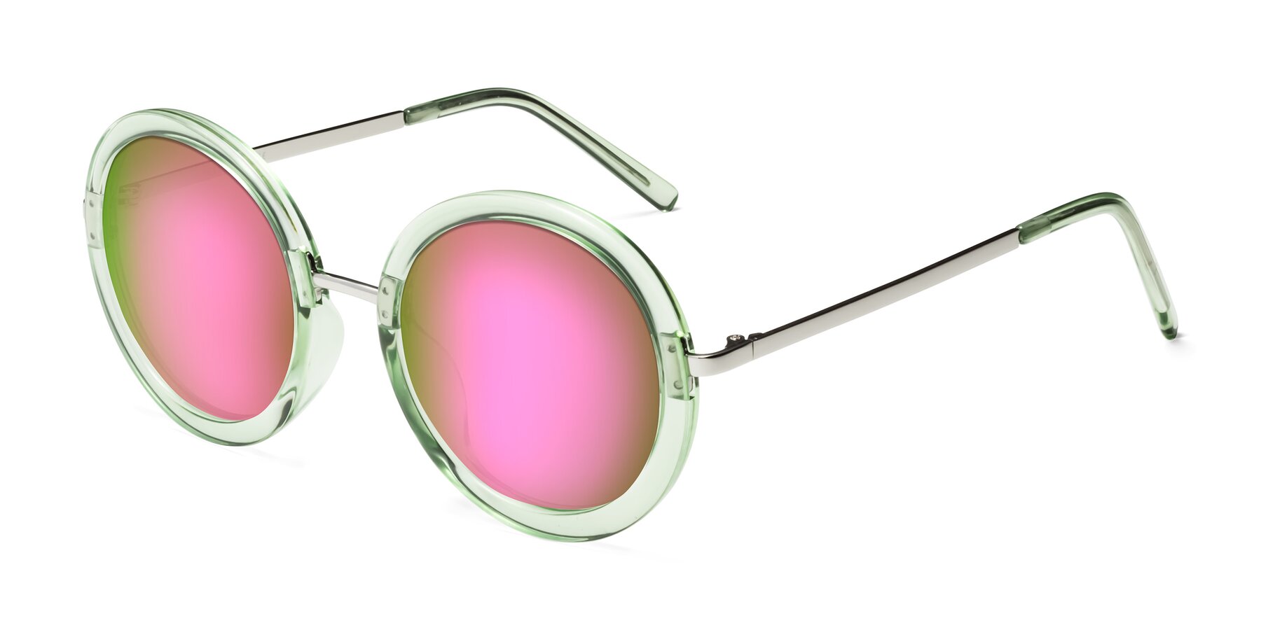 Angle of Bloom in Mint Green with Pink Mirrored Lenses