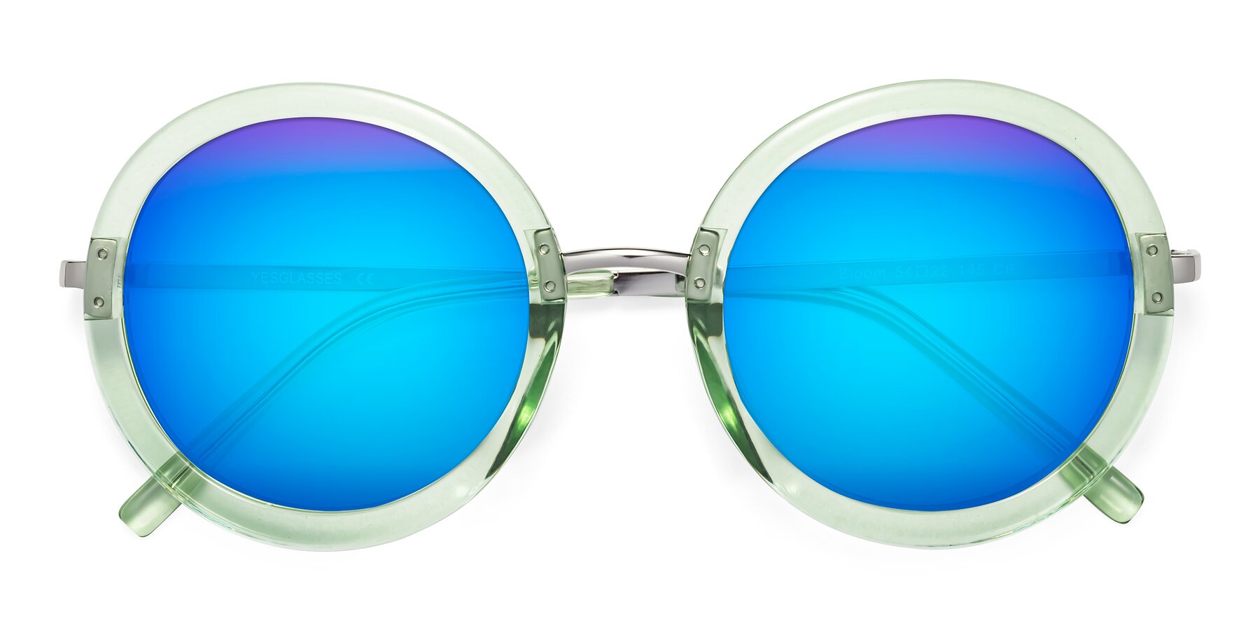 Folded Front of Bloom in Mint Green with Blue Mirrored Lenses