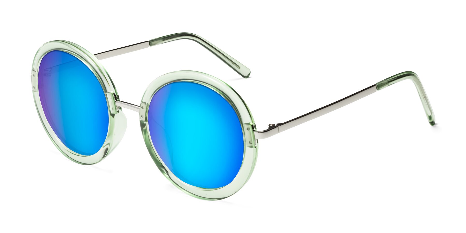 Angle of Bloom in Mint Green with Blue Mirrored Lenses