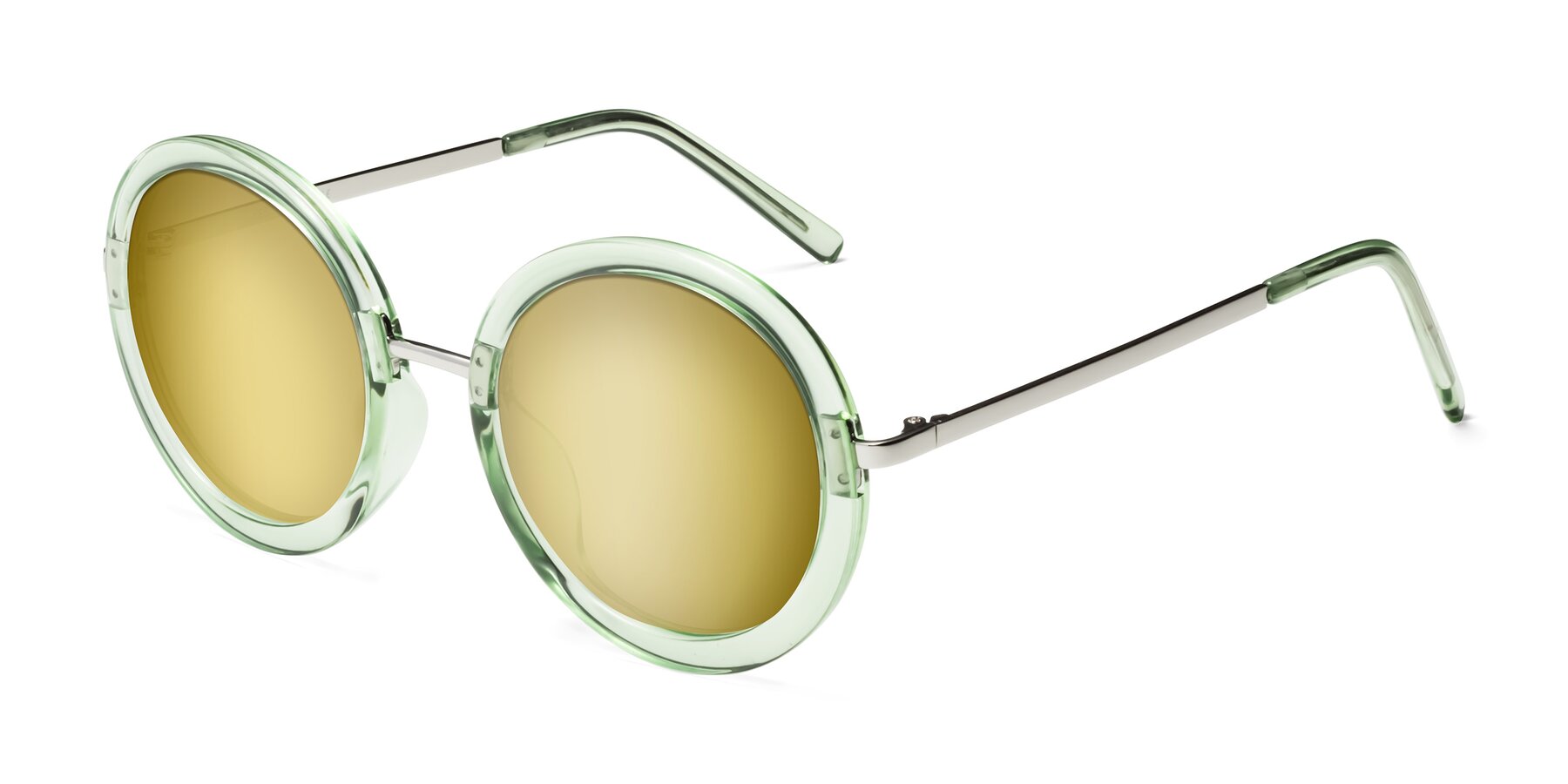 Angle of Bloom in Mint Green with Gold Mirrored Lenses