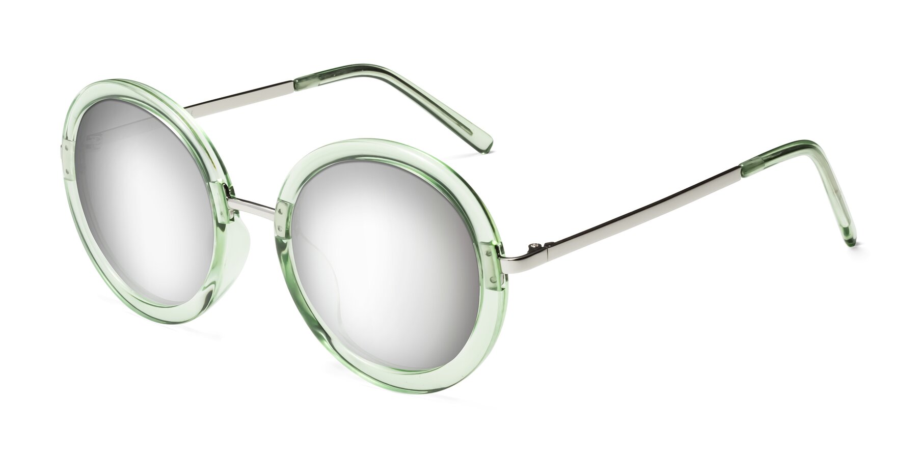 Angle of Bloom in Mint Green with Silver Mirrored Lenses