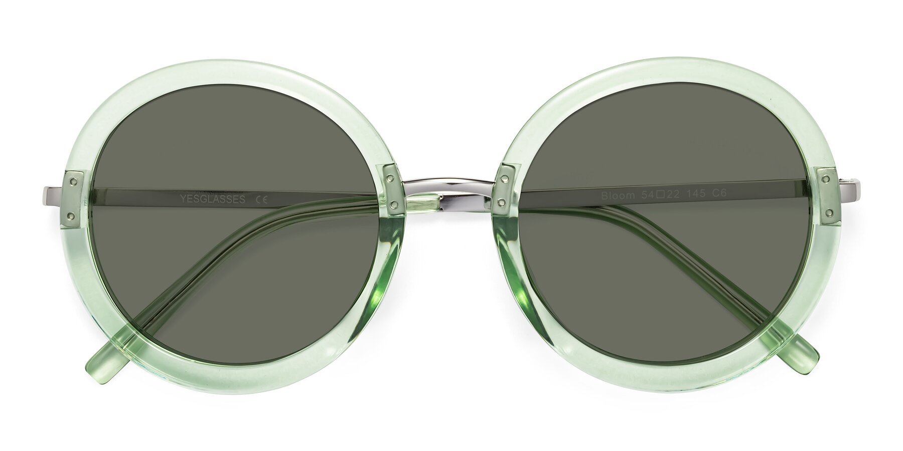 Folded Front of Bloom in Mint Green with Gray Polarized Lenses
