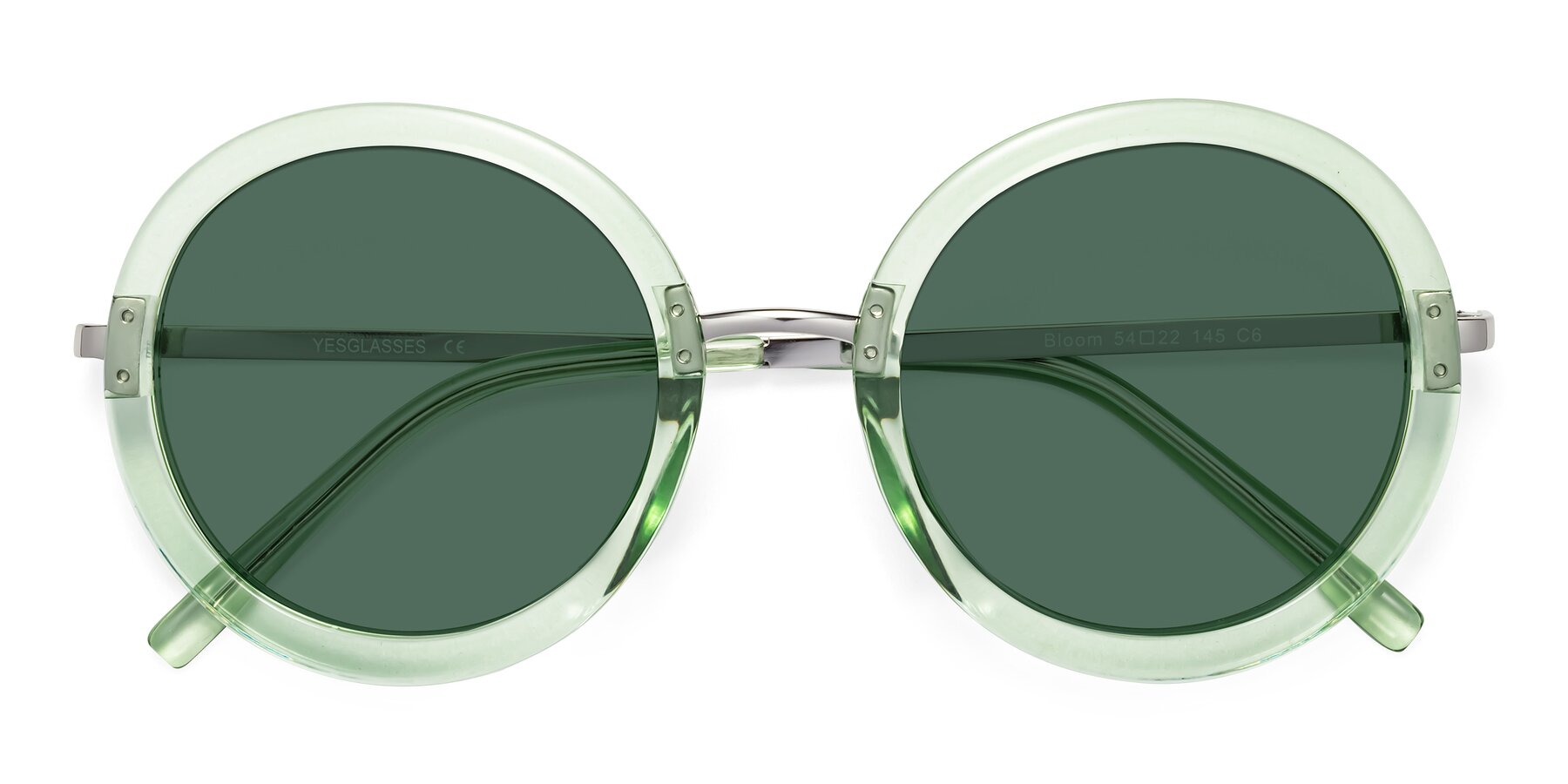 Folded Front of Bloom in Mint Green with Green Polarized Lenses