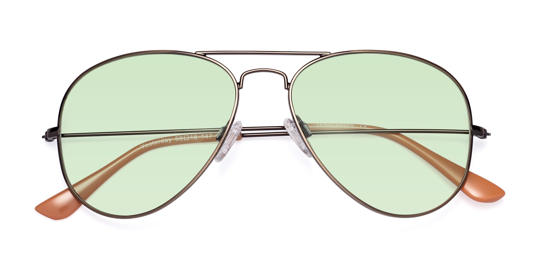 Folded Front of Yesterday in Antique Bronze with Light Green Tinted Lenses