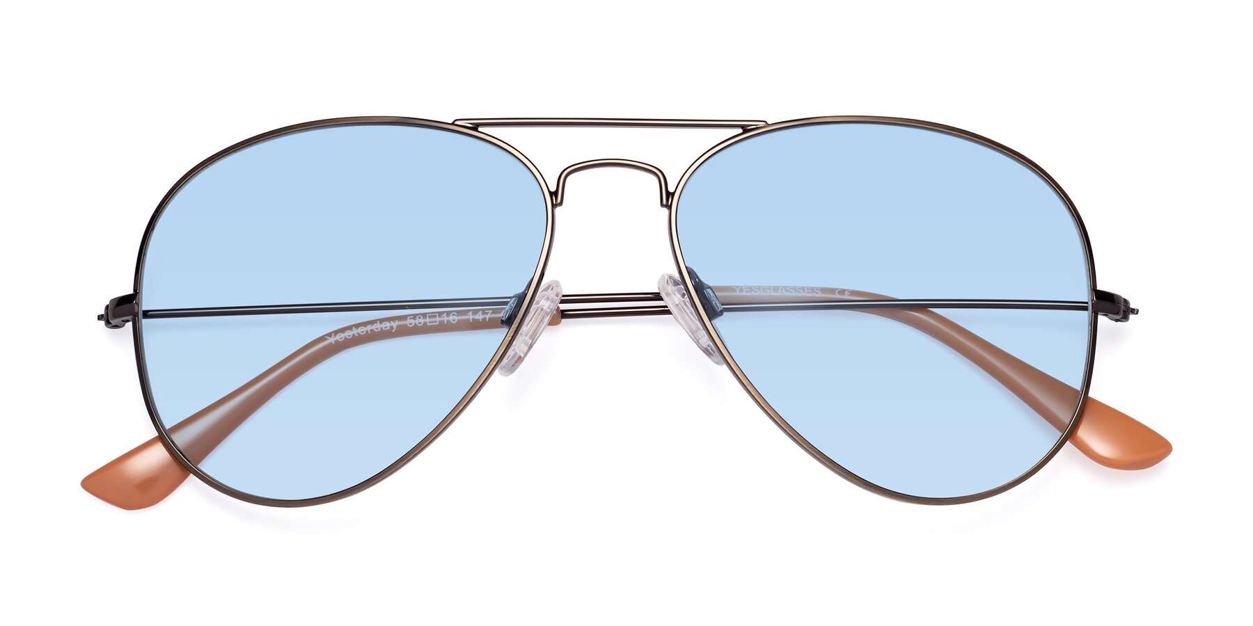 Folded Front of Yesterday in Antique Bronze with Light Blue Tinted Lenses