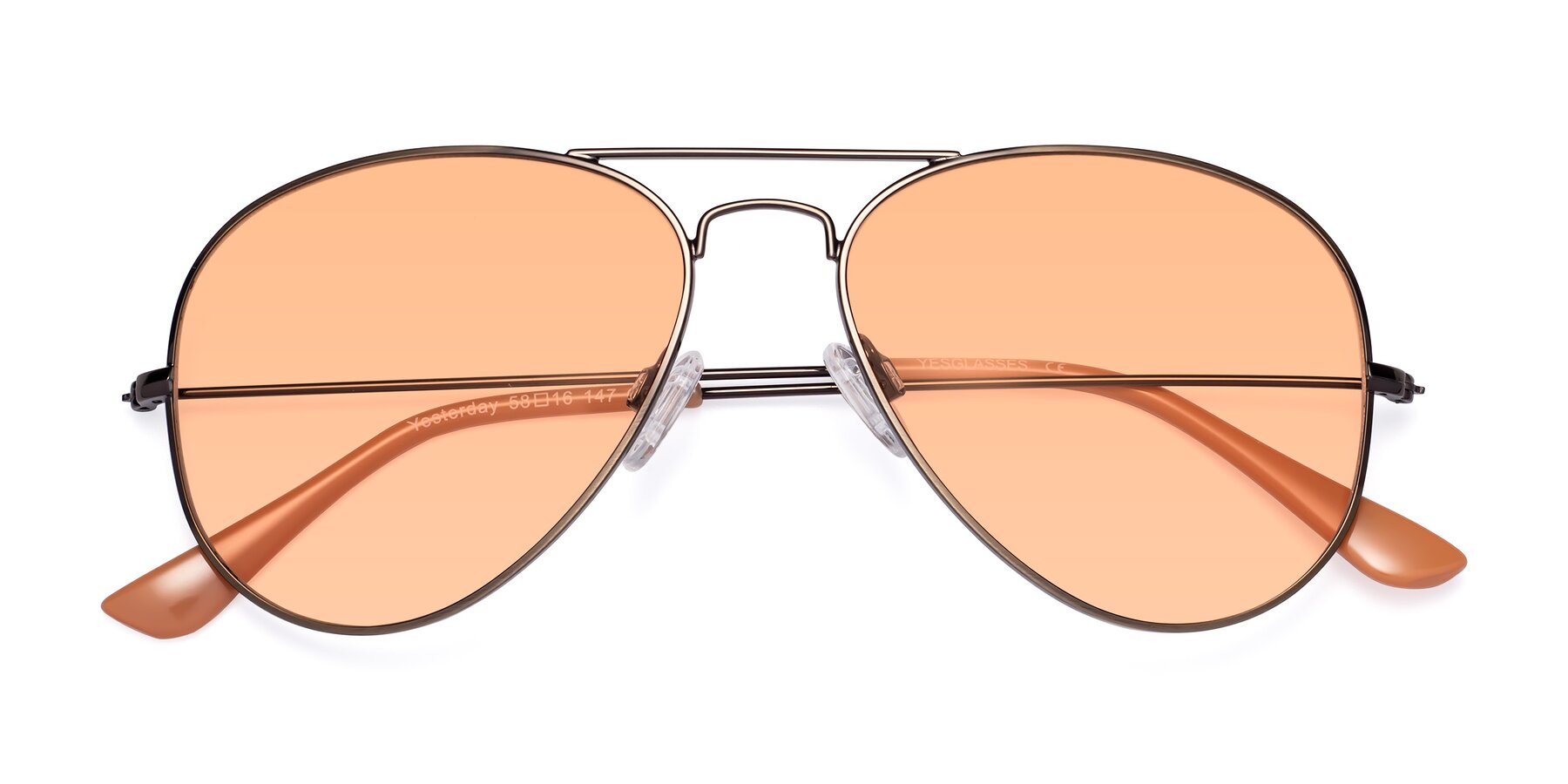 Folded Front of Yesterday in Antique Bronze with Light Orange Tinted Lenses